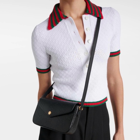 NWT Authentic Gucci Embossed Black Leather GG Mini Crossbody Purse - Picture 4 of 11